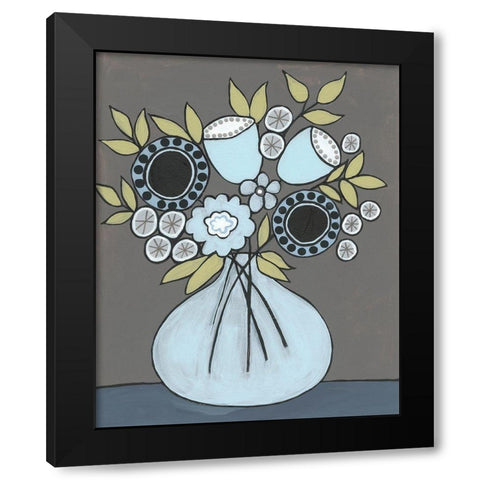 Happy Garden Flowers III Black Modern Wood Framed Art Print with Double Matting by Moore, Regina