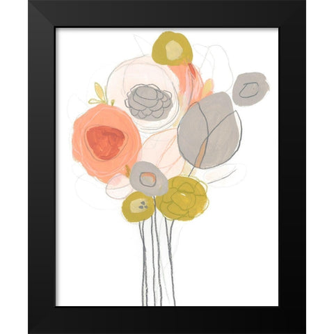 Wildflower Contour I Black Modern Wood Framed Art Print by Vess, June Erica