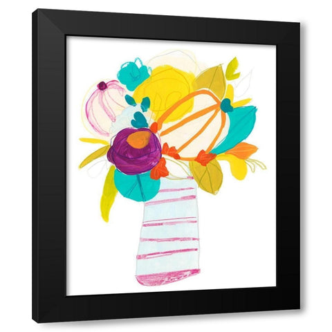 Floral Fiesta II Black Modern Wood Framed Art Print with Double Matting by Vess, June Erica