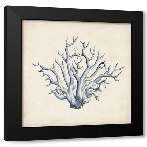 Coral Trio in Indigo II Black Modern Wood Framed Art Print with Double Matting by Vision Studio