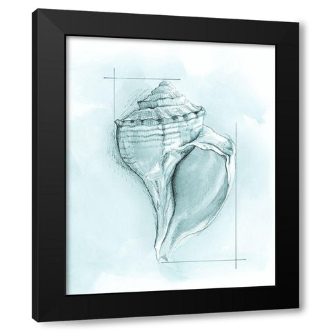 Coastal Shell Schematic I Black Modern Wood Framed Art Print by Meagher, Megan