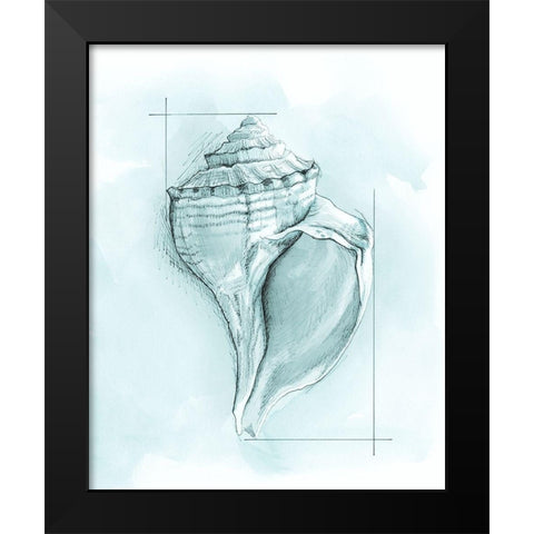 Coastal Shell Schematic I Black Modern Wood Framed Art Print by Meagher, Megan