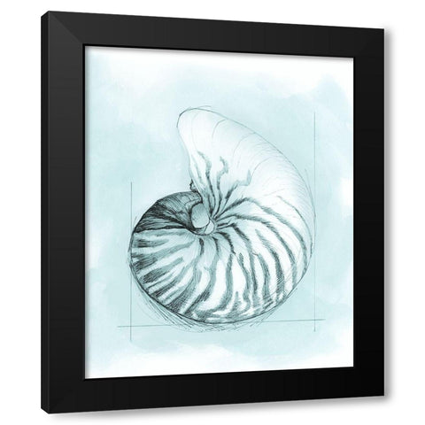 Coastal Shell Schematic II Black Modern Wood Framed Art Print by Meagher, Megan