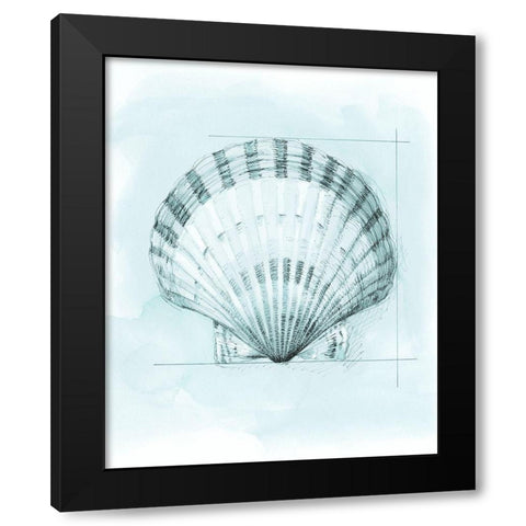 Coastal Shell Schematic III Black Modern Wood Framed Art Print with Double Matting by Meagher, Megan