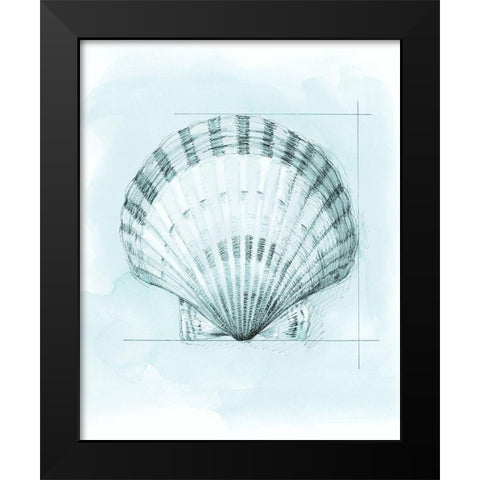 Coastal Shell Schematic III Black Modern Wood Framed Art Print by Meagher, Megan