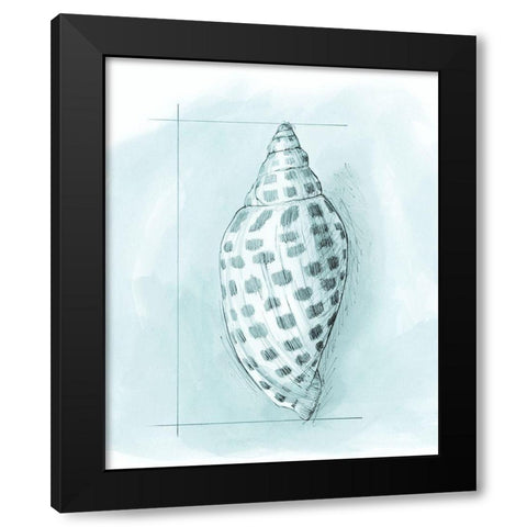 Coastal Shell Schematic IV Black Modern Wood Framed Art Print by Meagher, Megan