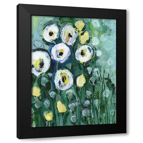 Modern White Floral II Black Modern Wood Framed Art Print with Double Matting by Daavettila, Tara