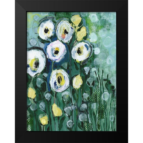 Modern White Floral II Black Modern Wood Framed Art Print by Daavettila, Tara