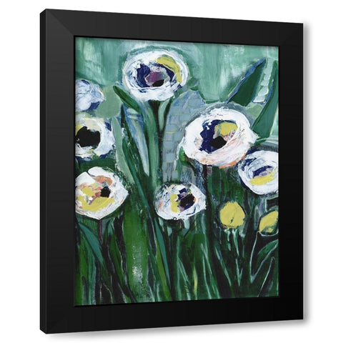 Modern White Floral V Black Modern Wood Framed Art Print with Double Matting by Daavettila, Tara