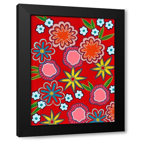 Bright Flowers II Black Modern Wood Framed Art Print by Moore, Regina