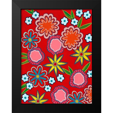 Bright Flowers II Black Modern Wood Framed Art Print by Moore, Regina