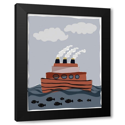 Oceans Ahoy I Black Modern Wood Framed Art Print with Double Matting by Delamater, Rob
