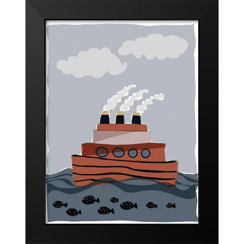 Oceans Ahoy I Black Modern Wood Framed Art Print by Delamater, Rob