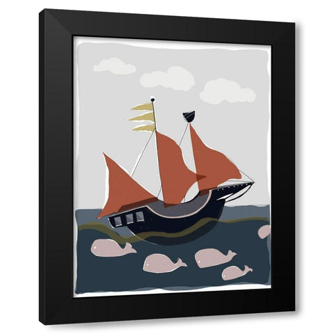 Oceans Ahoy II Black Modern Wood Framed Art Print with Double Matting by Delamater, Rob