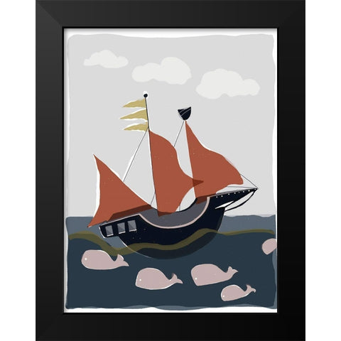 Oceans Ahoy II Black Modern Wood Framed Art Print by Delamater, Rob