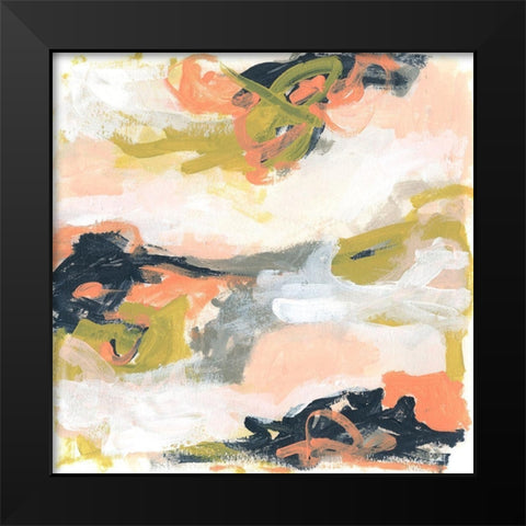 Blush and Navy Vista II Black Modern Wood Framed Art Print by Vess, June Erica