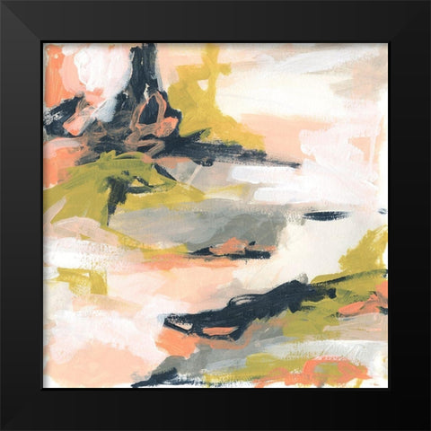 Blush and Navy Vista IV Black Modern Wood Framed Art Print by Vess, June Erica