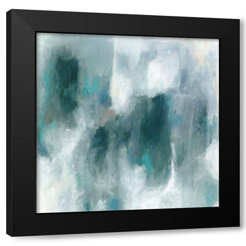 Teal Tempest I Black Modern Wood Framed Art Print with Double Matting by Borges, Victoria
