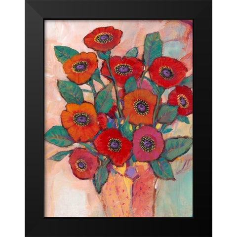 Poppies in a Vase II Black Modern Wood Framed Art Print by OToole, Tim