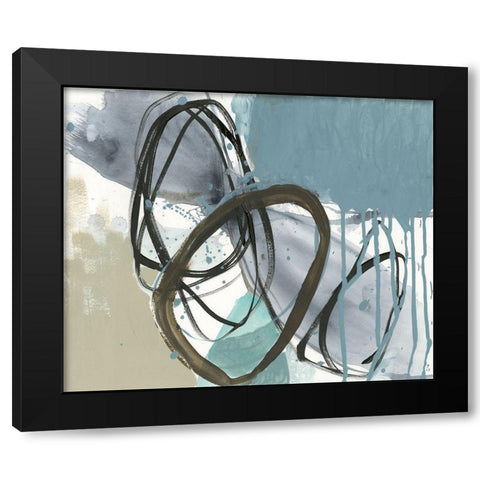 Umber and Black on Blue I Black Modern Wood Framed Art Print with Double Matting by Goldberger, Jennifer