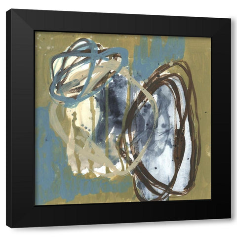 Umber and Blue Rounds I Black Modern Wood Framed Art Print by Goldberger, Jennifer