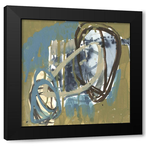 Umber and Blue Rounds II Black Modern Wood Framed Art Print by Goldberger, Jennifer
