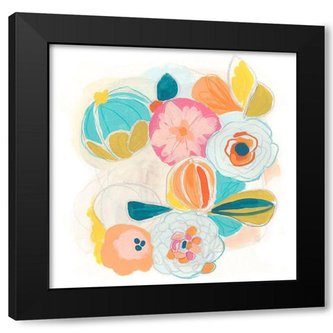 Floral Vibe I Black Modern Wood Framed Art Print by Vess, June Erica
