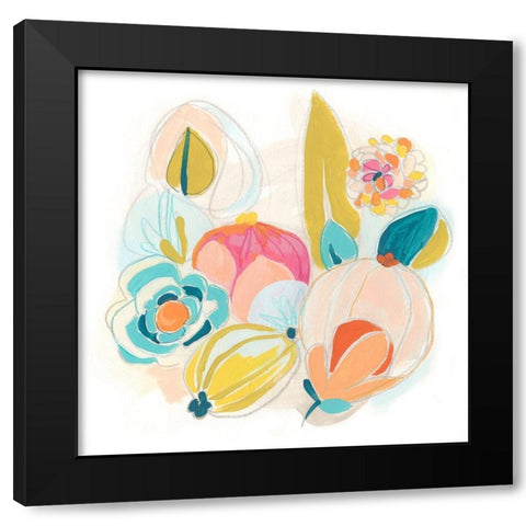 Floral Vibe II Black Modern Wood Framed Art Print by Vess, June Erica