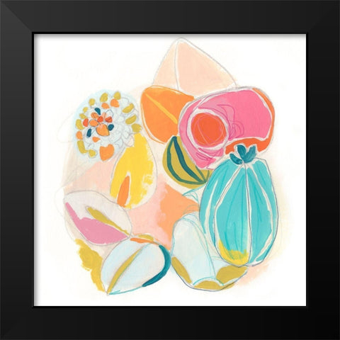 Floral Vibe III Black Modern Wood Framed Art Print by Vess, June Erica