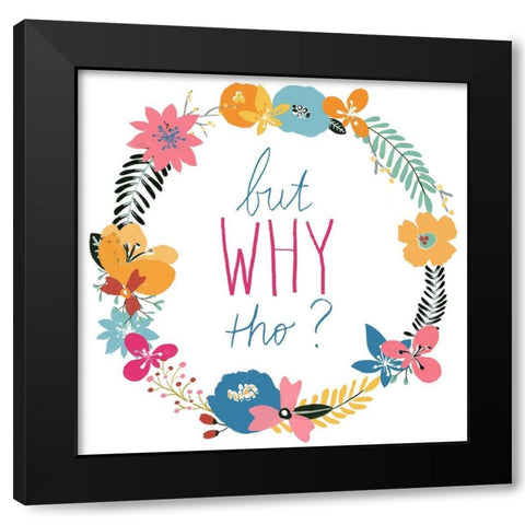Snarky Florals VII Black Modern Wood Framed Art Print by Vess, June Erica
