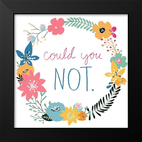 Snarky Florals VIII Black Modern Wood Framed Art Print by Vess, June Erica