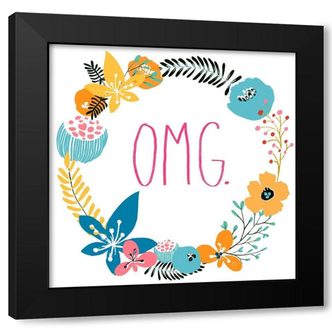Snarky Florals X Black Modern Wood Framed Art Print with Double Matting by Vess, June Erica