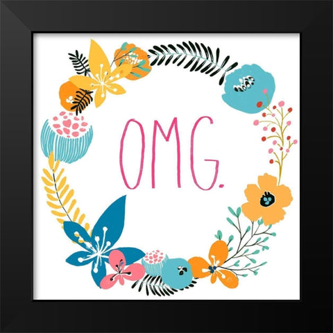 Snarky Florals X Black Modern Wood Framed Art Print by Vess, June Erica