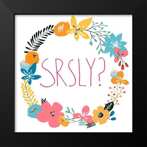 Snarky Florals XI Black Modern Wood Framed Art Print by Vess, June Erica