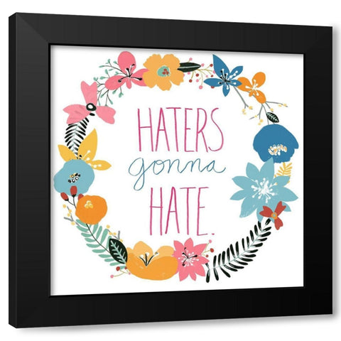 Snarky Florals XII Black Modern Wood Framed Art Print by Vess, June Erica