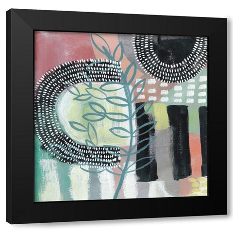 Ticker Tape II Black Modern Wood Framed Art Print with Double Matting by Zarris, Chariklia