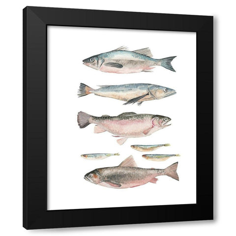 Fish Composition I Black Modern Wood Framed Art Print by Scarvey, Emma