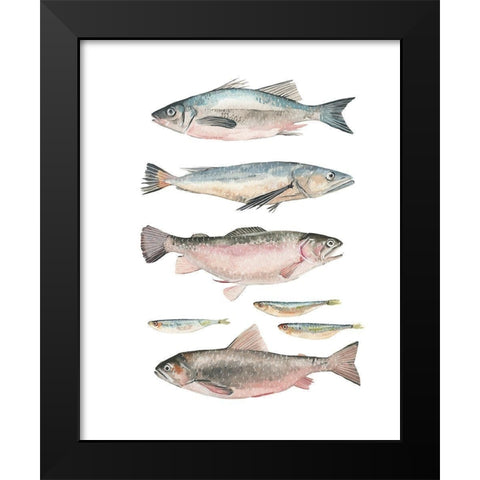 Fish Composition I Black Modern Wood Framed Art Print by Scarvey, Emma