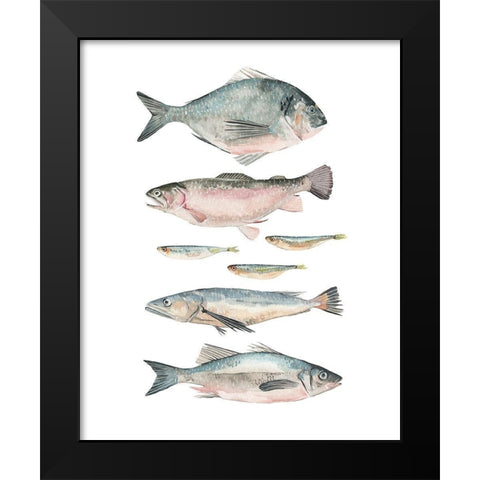Fish Composition II Black Modern Wood Framed Art Print by Scarvey, Emma