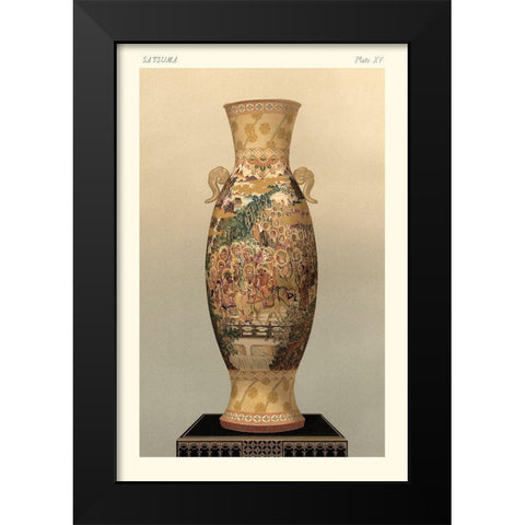 Satsuma Vase Pl. XV Black Modern Wood Framed Art Print by Audsley, George