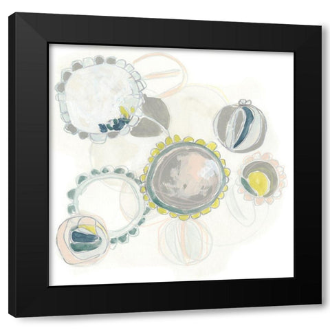 Floral Scumble III Black Modern Wood Framed Art Print by Vess, June Erica