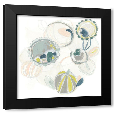 Floral Scumble IV Black Modern Wood Framed Art Print by Vess, June Erica