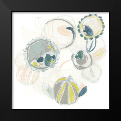 Floral Scumble IV Black Modern Wood Framed Art Print by Vess, June Erica