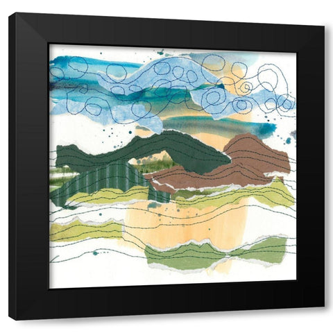 Stitched Landscape I Black Modern Wood Framed Art Print with Double Matting by Moore, Regina