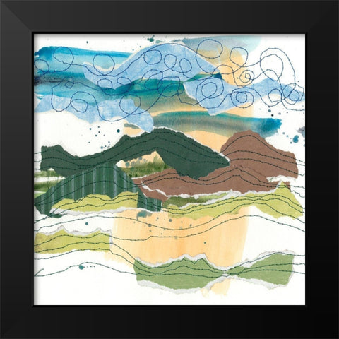 Stitched Landscape I Black Modern Wood Framed Art Print by Moore, Regina