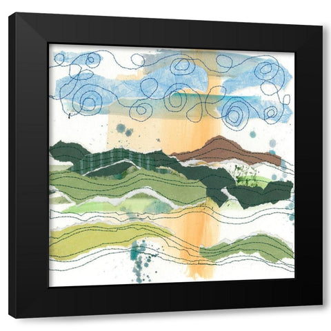 Stitched Landscape II Black Modern Wood Framed Art Print with Double Matting by Moore, Regina