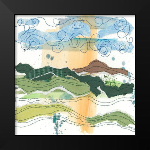 Stitched Landscape II Black Modern Wood Framed Art Print by Moore, Regina