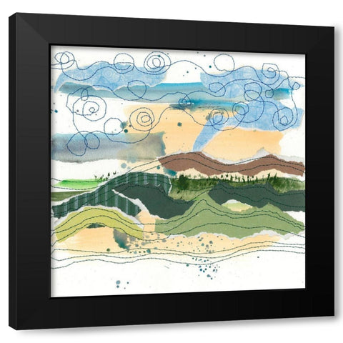 Stitched Landscape III Black Modern Wood Framed Art Print with Double Matting by Moore, Regina