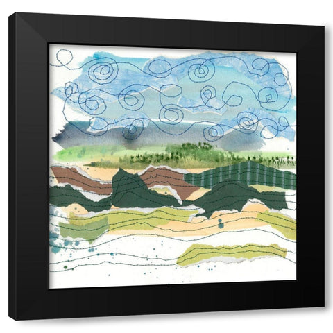Stitched Landscape IV Black Modern Wood Framed Art Print by Moore, Regina