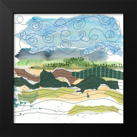 Stitched Landscape IV Black Modern Wood Framed Art Print by Moore, Regina